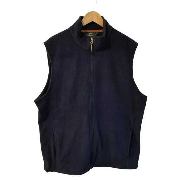 Woolrich Mens Fleece Full Zip Vest Size XL Pockets blue deep indigo - Picture 1 of 7